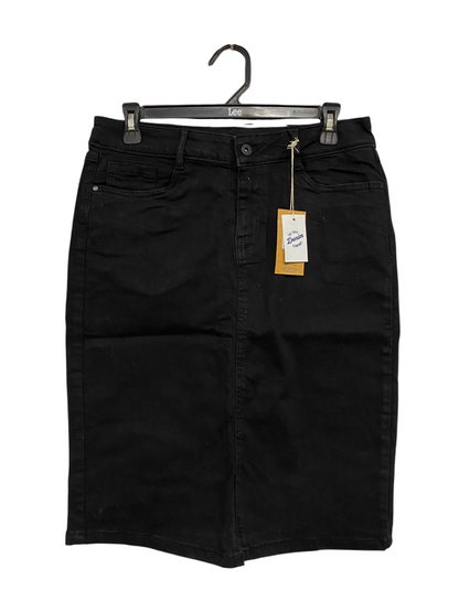 DENIM |L| WAIST 30| A42| BLACK DENIM MIDI UTILITY SKIRT