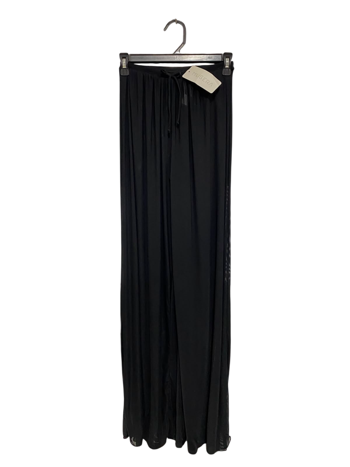 MUSERA |XS| WAIST 22| A42| BLACK SHEER FLOWING UTILITY PALAZZO PANTS