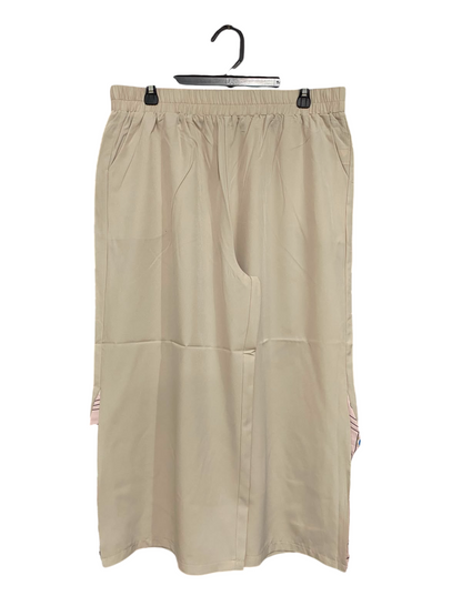 |XL| WAIST 32| A42| BEIGE UTILITY WIDE-LEG TROUSERS WITH PLEATED CONTRAST PANELS