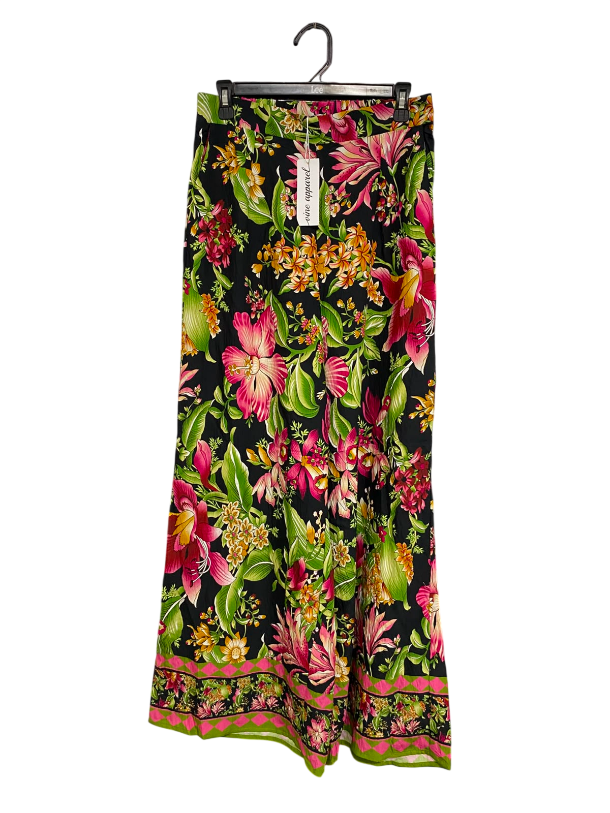 VINE APPAREL |M| WAIST 28| A42| BLACK TROPICAL FLORAL UTILITY WIDE-LEG PANTS