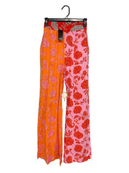 SPORTS GIRL |XS| WAIST 22| A42| PAISLEY & FLORAL COLOR-BLOCK UTILITY WIDE-LEG PANTS