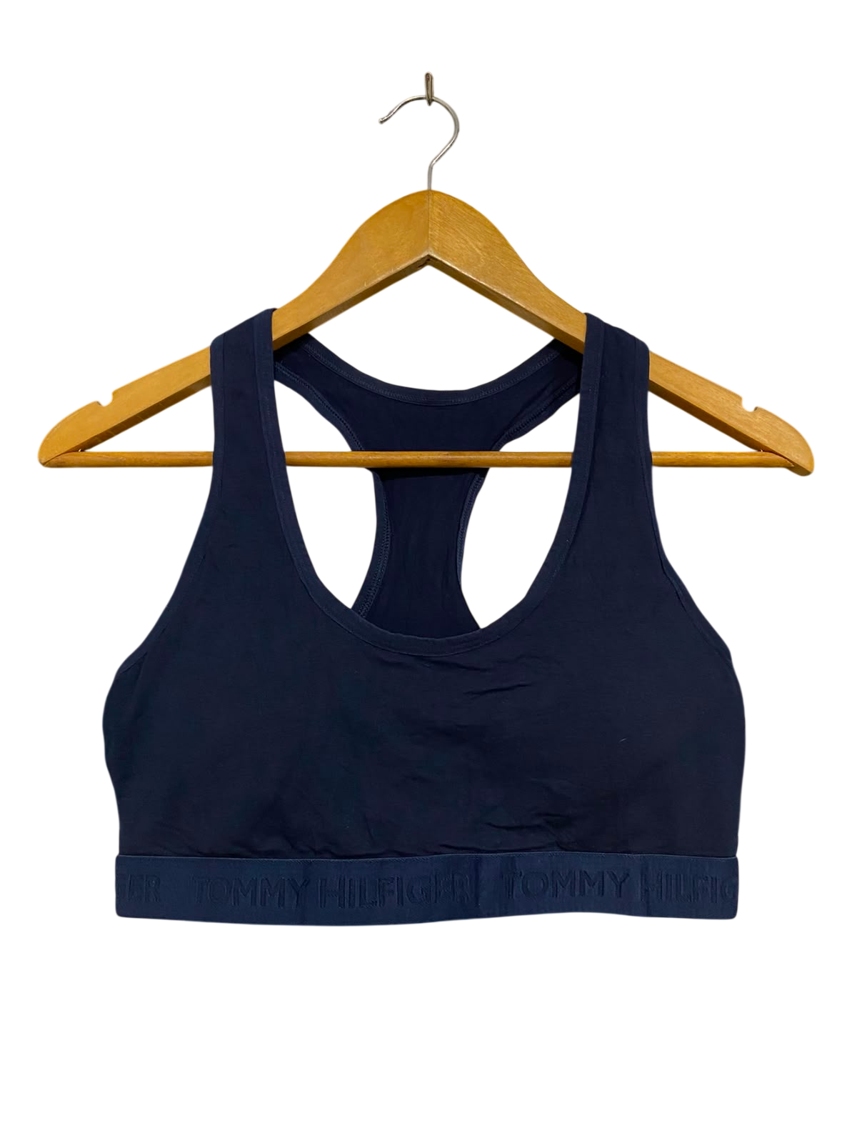 TOMMY HILFIGER |L| BUST 14| A42| NAVY BLUE SIGNATURE BAND UTILITY SPORTS BRA
