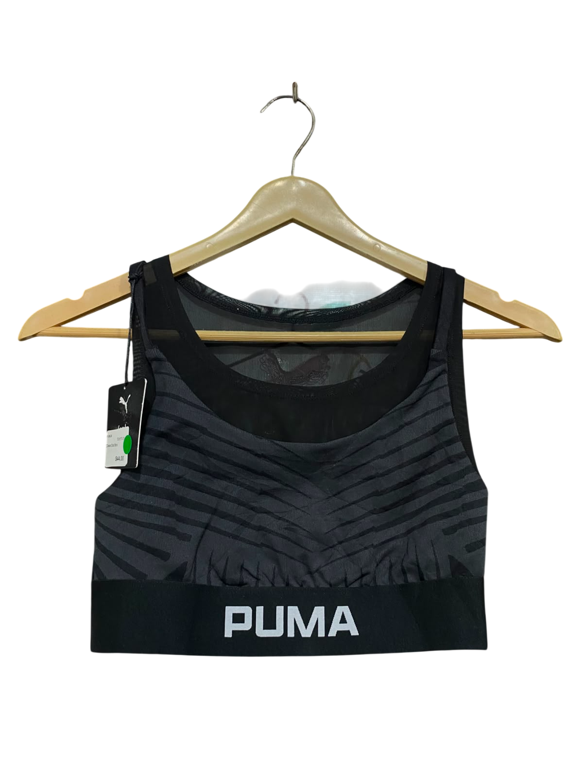 PUMA |XS| BUST 12| A42| GEOMETRIC JACQUARD BANDED PERFORMANCE UTILITY SPORTS BRA