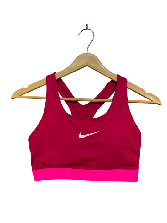 NIKE |S| BUST 12| A42| MAGENTA & NEON PINK SWOOSH PERFORMANCE UTILITY SPORTS BRA