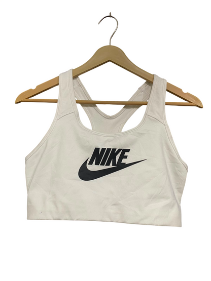 NIKE |L| BUST 14| A42| OFF-WHITE & BLACK LOGO PERFORMANCE UTILITY SPORTS BRA