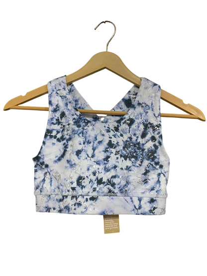 ANKO |XS| BUST 12| A42| BLUE TIE-DYE FOIL-ACCENT PERFORMANCE UTILITY SPORTS BRA