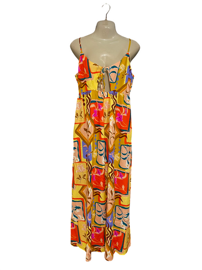 MINK PINK |M| BUST 17| A43| VIBRANT ABSTRACT GEOMETRIC UTILITY MAXI DRESS