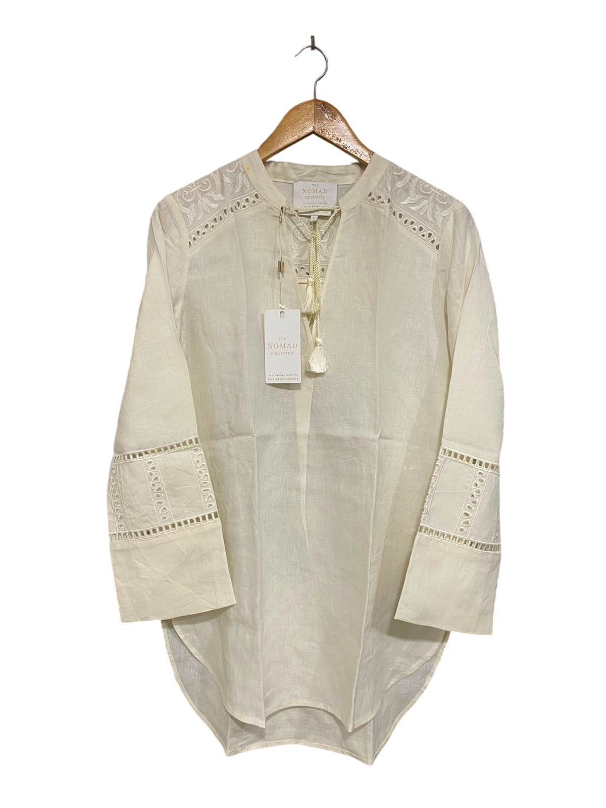 THE NOMAD COLLECTION |S| BUST 20| A43| EMBROIDERED LINEN-BLEND UTILITY TUNIK