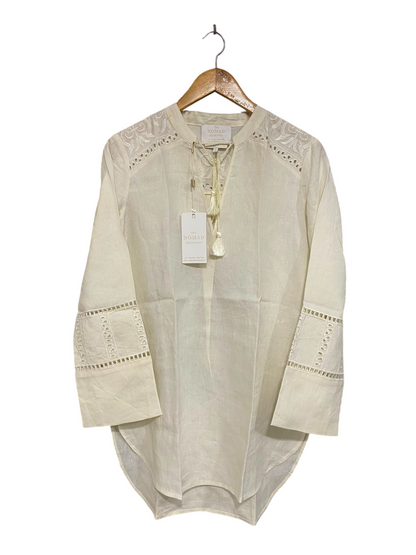 THE NOMAD COLLECTION |S| BUST 20| A43| EMBROIDERED LINEN-BLEND UTILITY TUNIK
