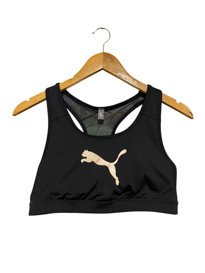 PUMA |M| BUST 14| A43| BLACK & GOLD LOGO PERFORMANCE UTILITY SPORTS BRA