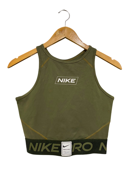 NIKE |S| BUST 15| A43| OLIVE GREEN HIGH-NECK CROPPED PERFORMANCE UTILITY TANK