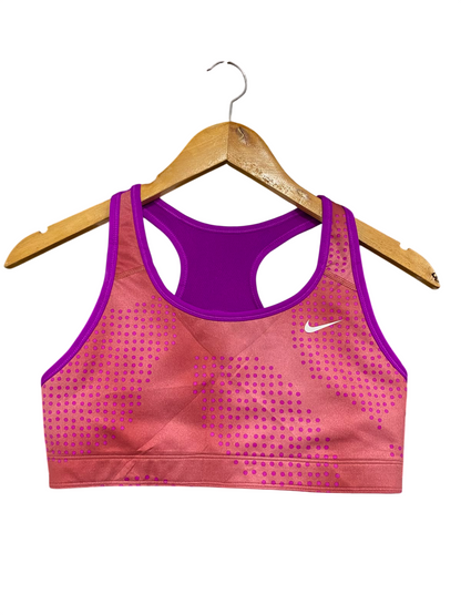 NIKE |S| BUST 14| A43| PINK & PURPLE DOTTED PERFORMANCE UTILITY SPORTS BRA