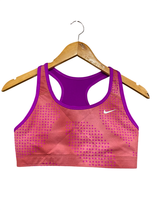 NIKE |S| BUST 14| A43| PINK & PURPLE DOTTED PERFORMANCE UTILITY SPORTS BRA