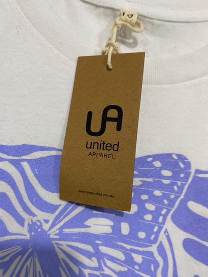 UNITED |L| BUST 21| A43| PURPLE-GRAPHIC WHITE UTILITY TEE