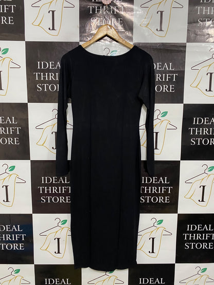 BOOHOO |M| BUST 17| A43| BLACK LONG-SLEEVE BODYCON UTILITY DRESS