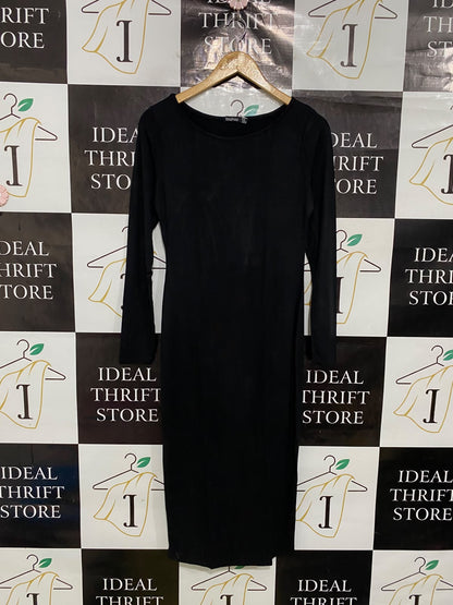 BOOHOO |M| BUST 17| A43| BLACK LONG-SLEEVE BODYCON UTILITY DRESS