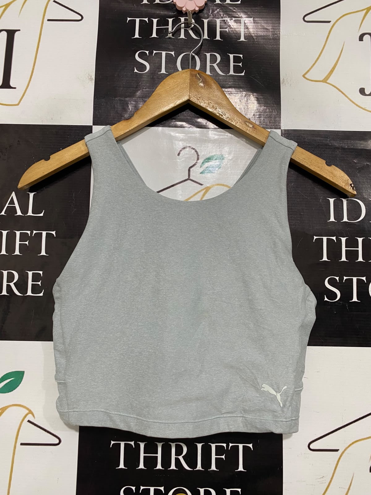 PUMA |S| BUST 14| A43| GREY CROPPED ATHLETIC UTILITY TANK