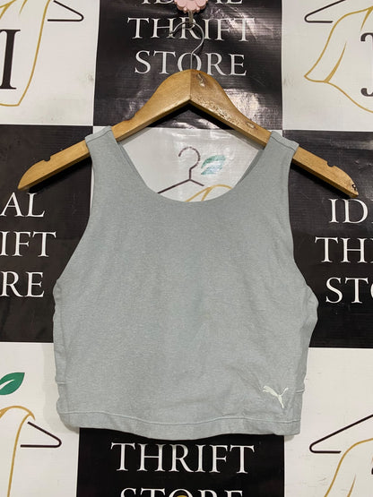 PUMA |S| BUST 14| A43| GREY CROPPED ATHLETIC UTILITY TANK
