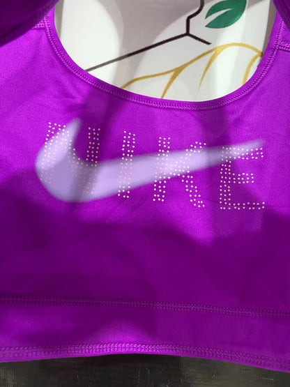 NIKE |S| BUST 14| A43| PINK & PURPLE DOTTED PERFORMANCE UTILITY SPORTS BRA