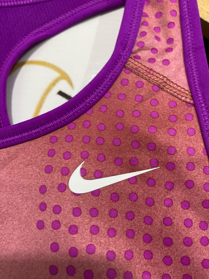 NIKE |S| BUST 14| A43| PINK & PURPLE DOTTED PERFORMANCE UTILITY SPORTS BRA