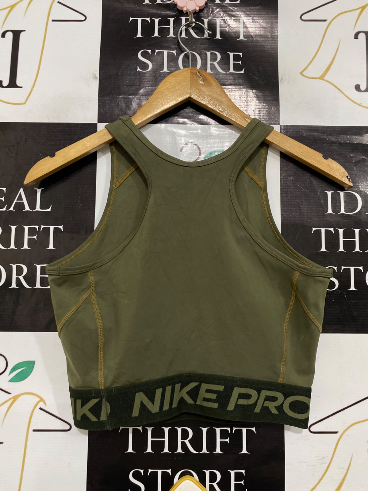NIKE |S| BUST 15| A43| OLIVE GREEN HIGH-NECK CROPPED PERFORMANCE UTILITY TANK