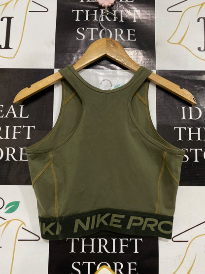 NIKE |S| BUST 15| A43| OLIVE GREEN HIGH-NECK CROPPED PERFORMANCE UTILITY TANK
