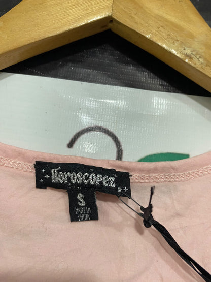 HOROSCOPEZ |S| BUST 14| A43| PINK "ARIES" RHINESTONE CROPPED UTILITY TANK