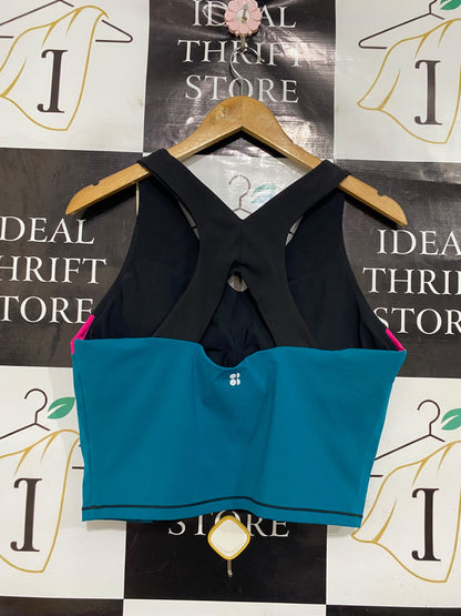 SWEATY BETTY |XL| BUST 17| A43| COLORBLOCK PERFORMANCE UTILITY CROP TOP