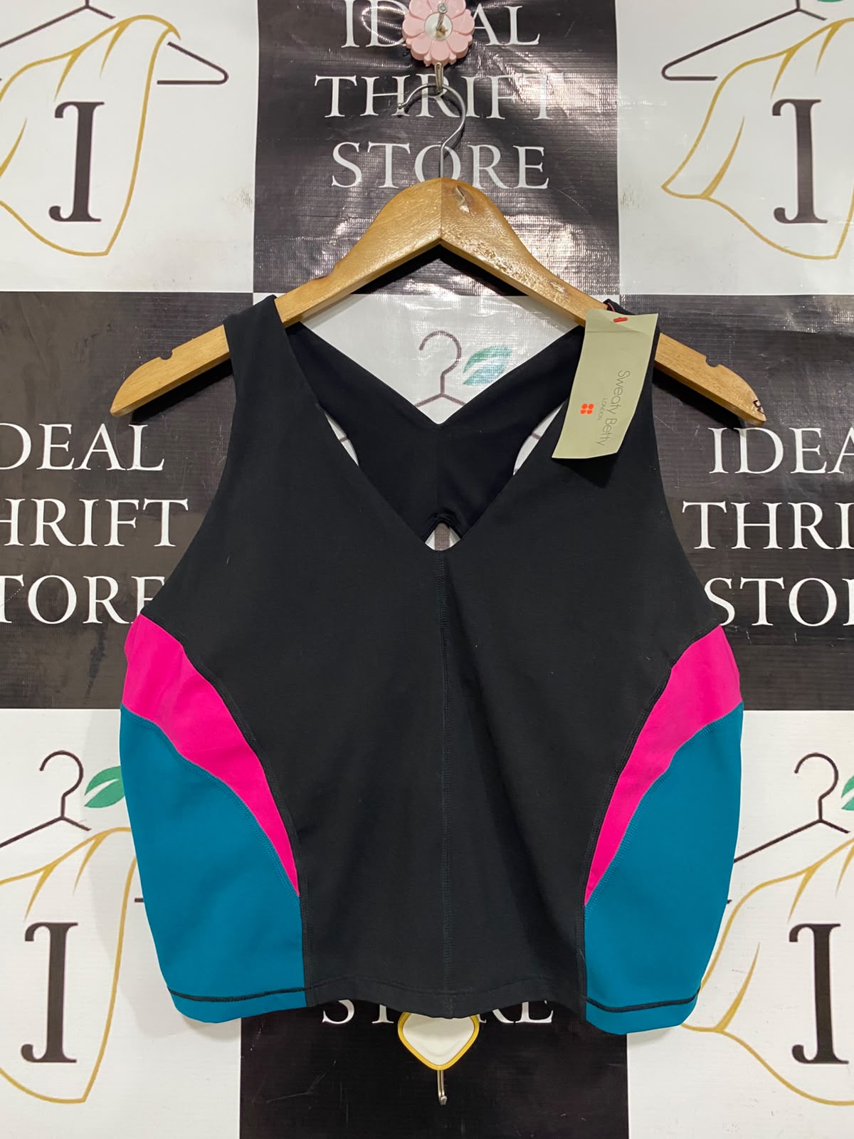 SWEATY BETTY |XL| BUST 17| A43| COLORBLOCK PERFORMANCE UTILITY CROP TOP