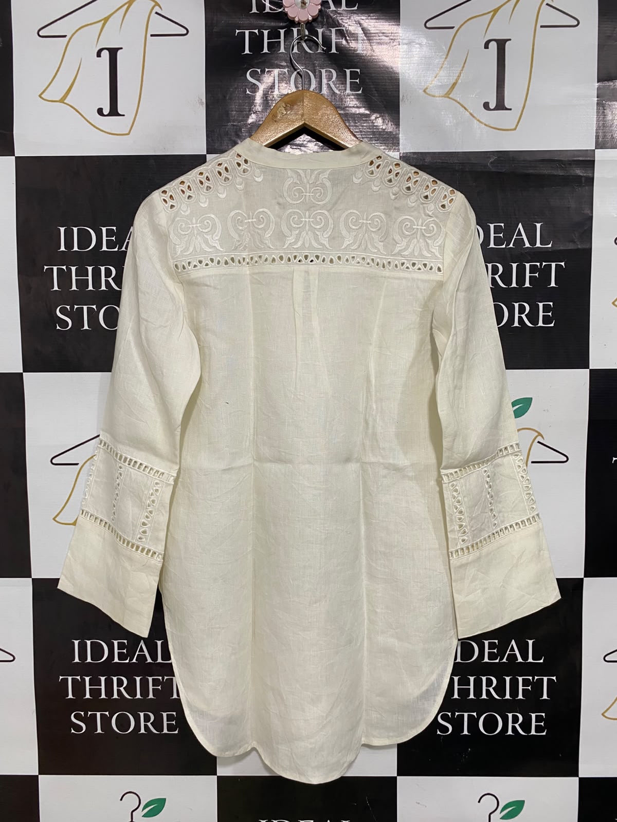 THE NOMAD COLLECTION |S| BUST 20| A43| EMBROIDERED LINEN-BLEND UTILITY TUNIK