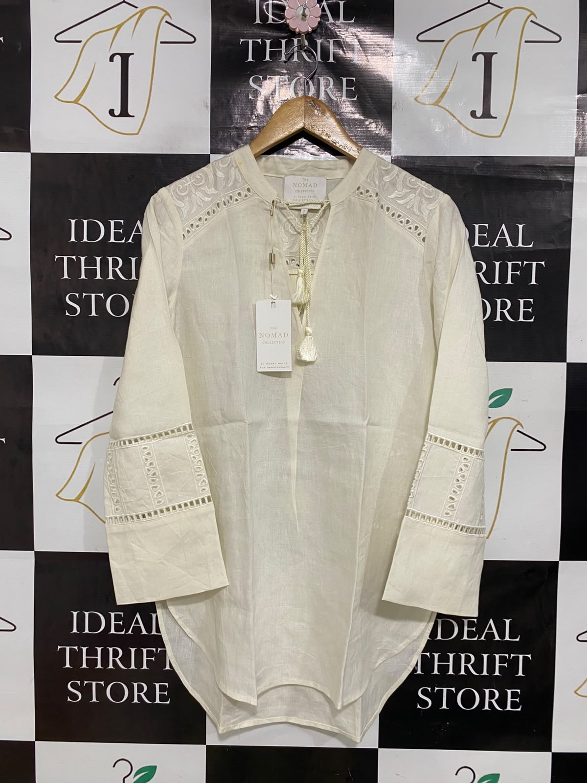 THE NOMAD COLLECTION |S| BUST 20| A43| EMBROIDERED LINEN-BLEND UTILITY TUNIK