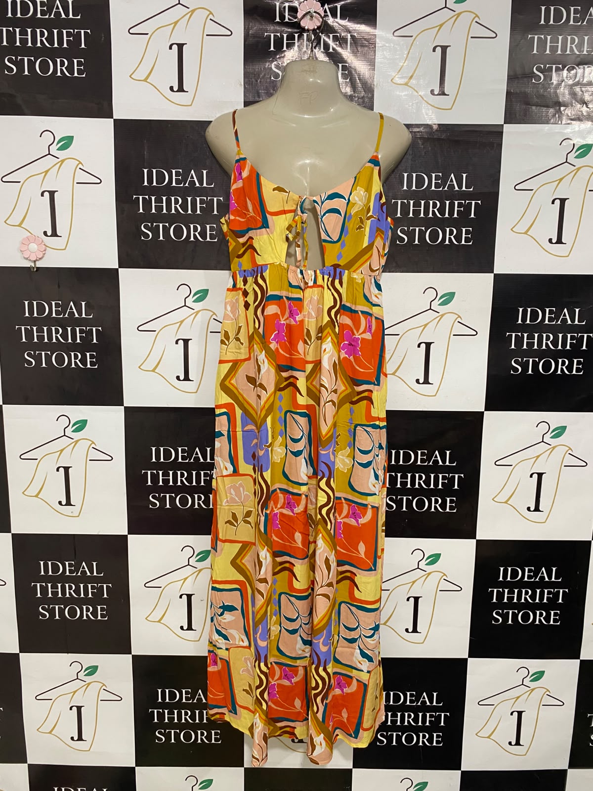 MINK PINK |M| BUST 17| A43| VIBRANT ABSTRACT GEOMETRIC UTILITY MAXI DRESS