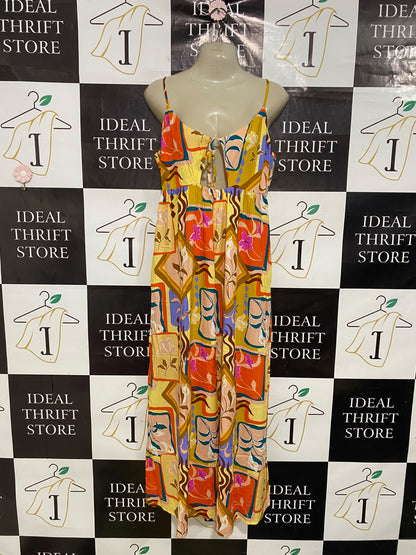 MINK PINK |M| BUST 17| A43| VIBRANT ABSTRACT GEOMETRIC UTILITY MAXI DRESS