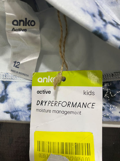 ANKO |XS| BUST 12| A42| BLUE TIE-DYE FOIL-ACCENT PERFORMANCE UTILITY SPORTS BRA