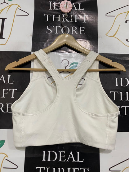 NIKE |L| BUST 14| A42| OFF-WHITE & BLACK LOGO PERFORMANCE UTILITY SPORTS BRA