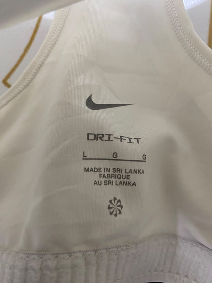 NIKE |L| BUST 14| A42| OFF-WHITE & BLACK LOGO PERFORMANCE UTILITY SPORTS BRA