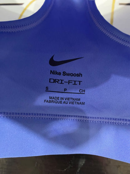 NIKE |S| BUST 13| A42| PERIWINKLE BLUE SWOOSH PERFORMANCE UTILITY SPORTS BRA