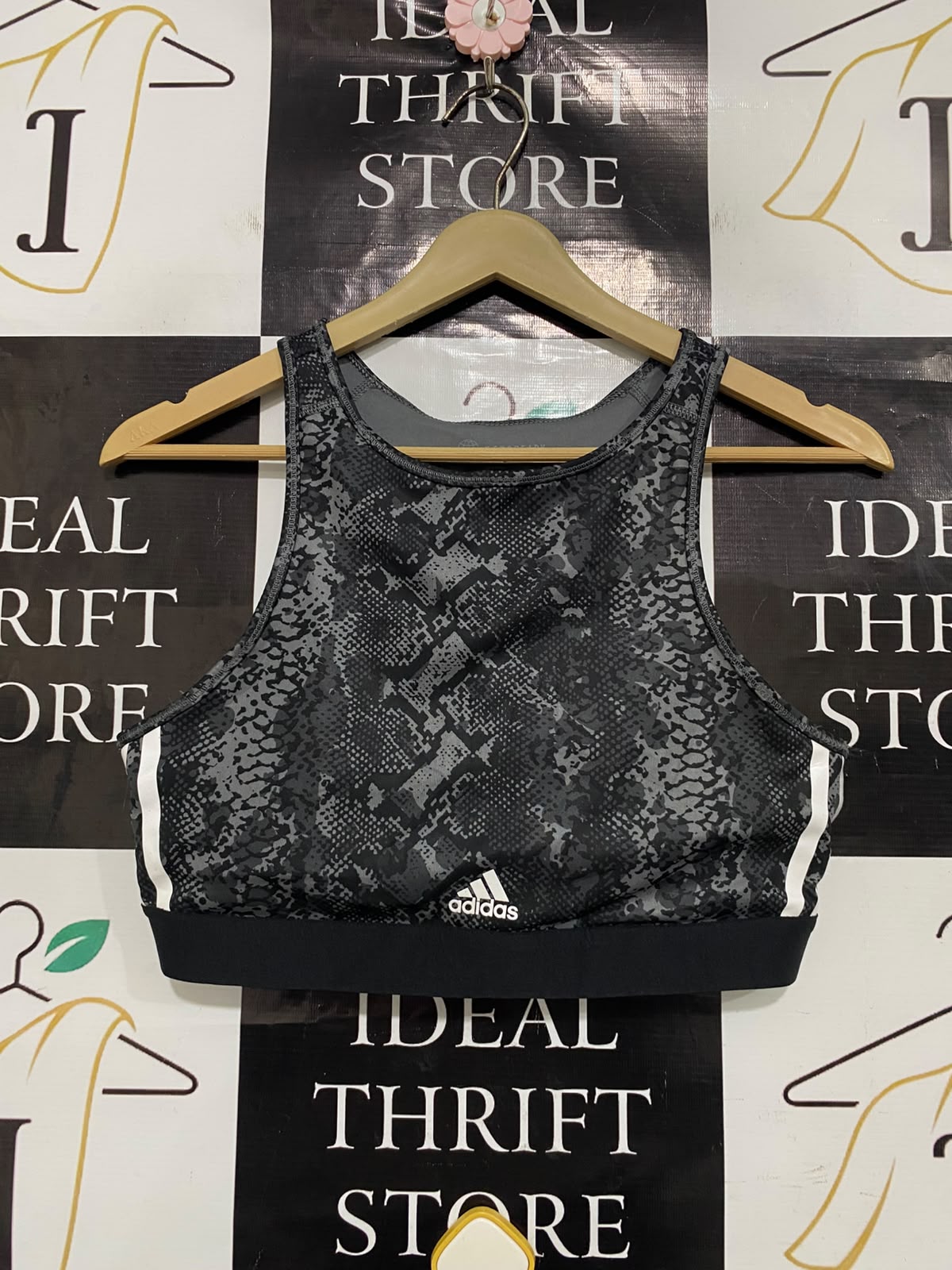 ADIDAS |L| BUST 15| A42| GREY SNAKESKIN HIGH-NECK PERFORMANCE UTILITY SPORTS BRA