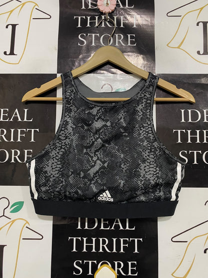 ADIDAS |L| BUST 15| A42| GREY SNAKESKIN HIGH-NECK PERFORMANCE UTILITY SPORTS BRA