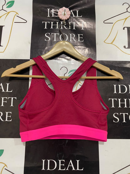 NIKE |S| BUST 12| A42| MAGENTA & NEON PINK SWOOSH PERFORMANCE UTILITY SPORTS BRA