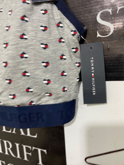 TOMMY HILFIGER |L| BUST 14| A42| HEATHER GREY LOGO-PRINT BRALETTE UTILITY SPORTS BRA