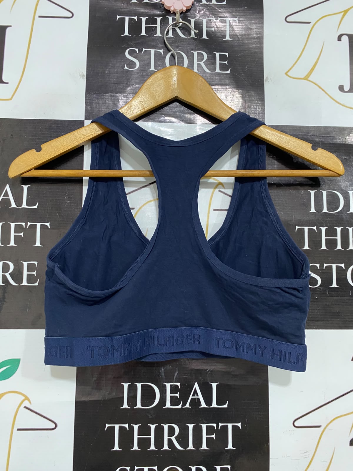 TOMMY HILFIGER |L| BUST 14| A42| NAVY BLUE SIGNATURE BAND UTILITY SPORTS BRA