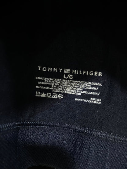TOMMY HILFIGER |L| BUST 14| A42| NAVY BLUE SIGNATURE BAND UTILITY SPORTS BRA