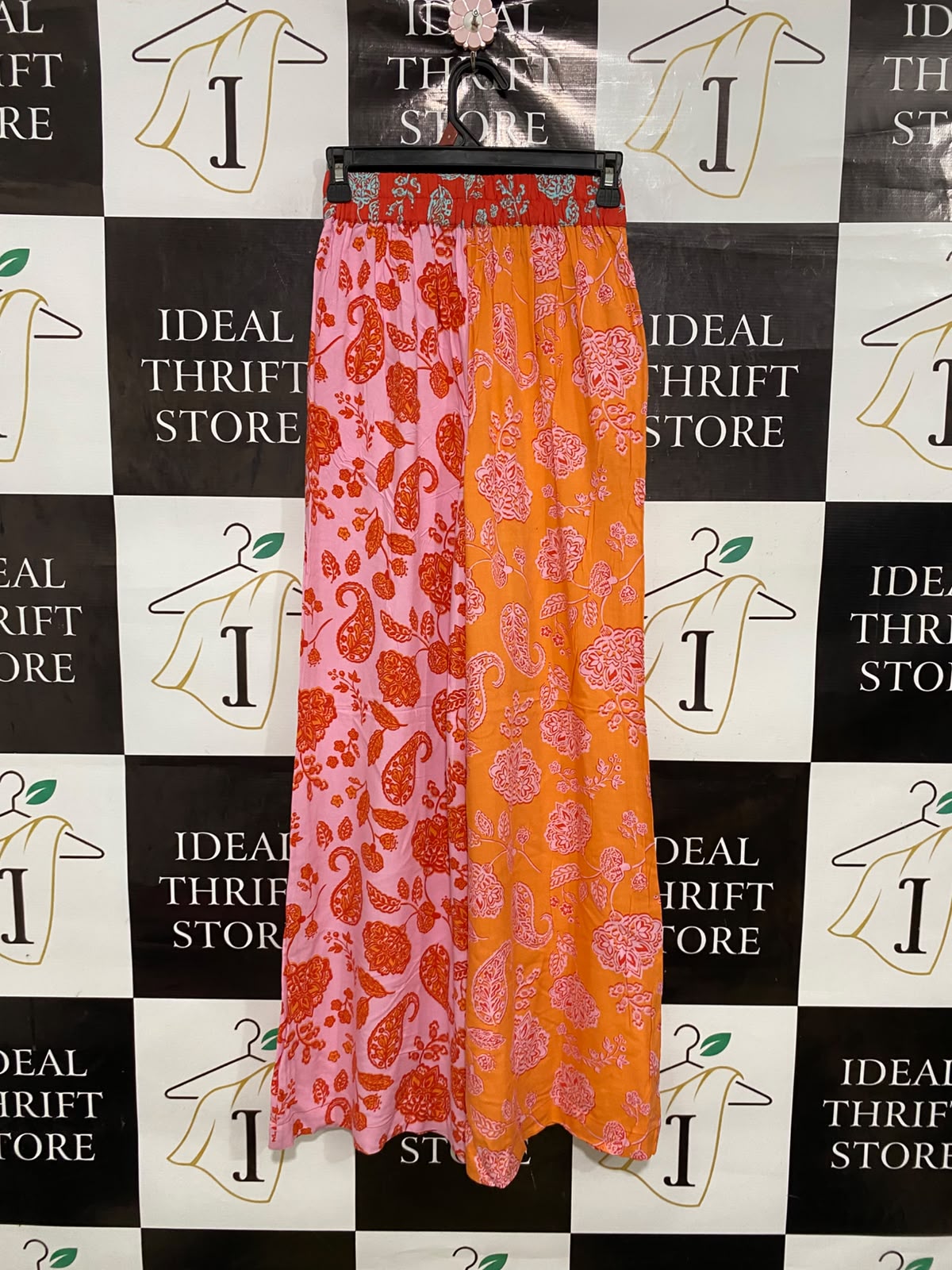 SPORTS GIRL |XS| WAIST 22| A42| PAISLEY & FLORAL COLOR-BLOCK UTILITY WIDE-LEG PANTS