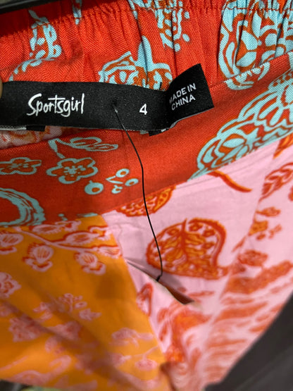 SPORTS GIRL |XS| WAIST 22| A42| PAISLEY & FLORAL COLOR-BLOCK UTILITY WIDE-LEG PANTS
