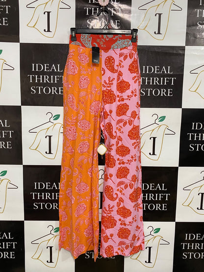 SPORTS GIRL |XS| WAIST 22| A42| PAISLEY & FLORAL COLOR-BLOCK UTILITY WIDE-LEG PANTS