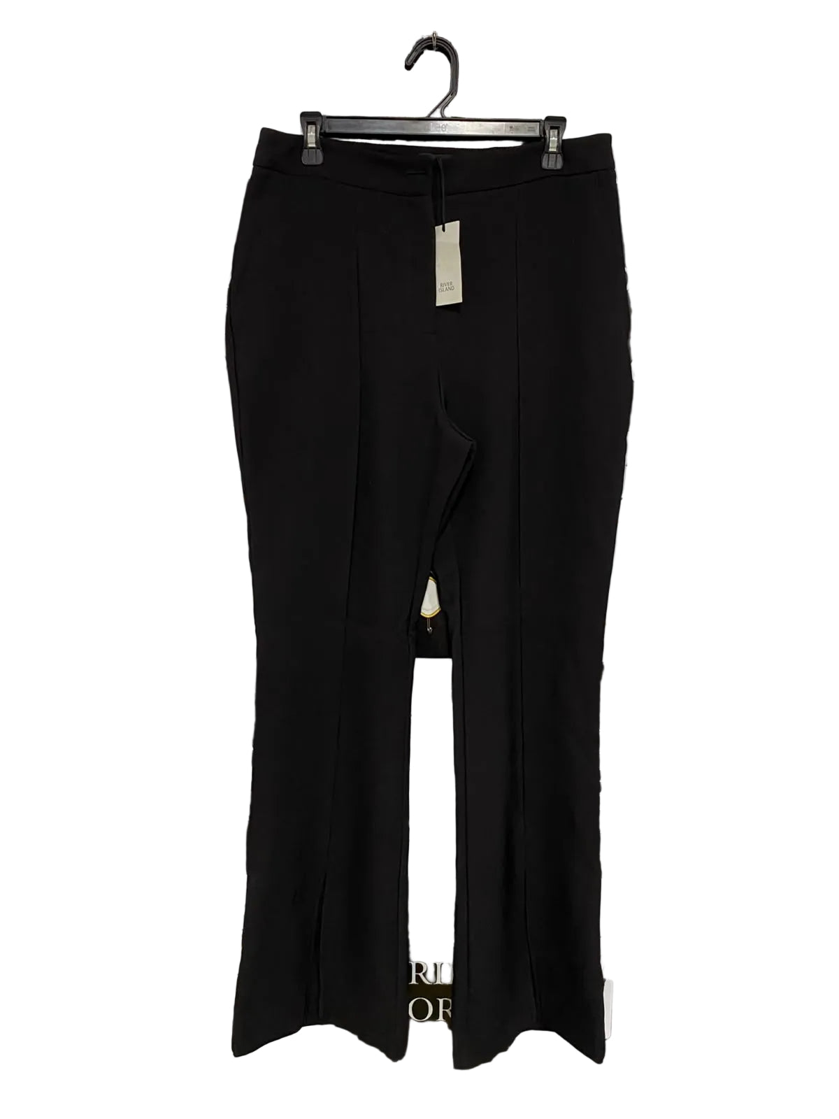 RIVER ISLAND |L| WAIST 32| A42| BLACK TAILORED SEAMED UTILITY TROUSERS