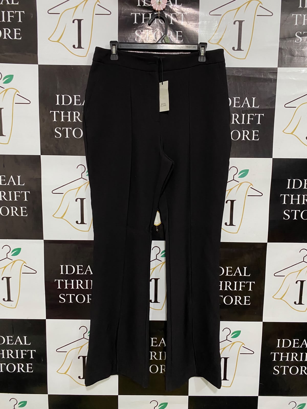 RIVER ISLAND |L| WAIST 32| A42| BLACK TAILORED SEAMED UTILITY TROUSERS