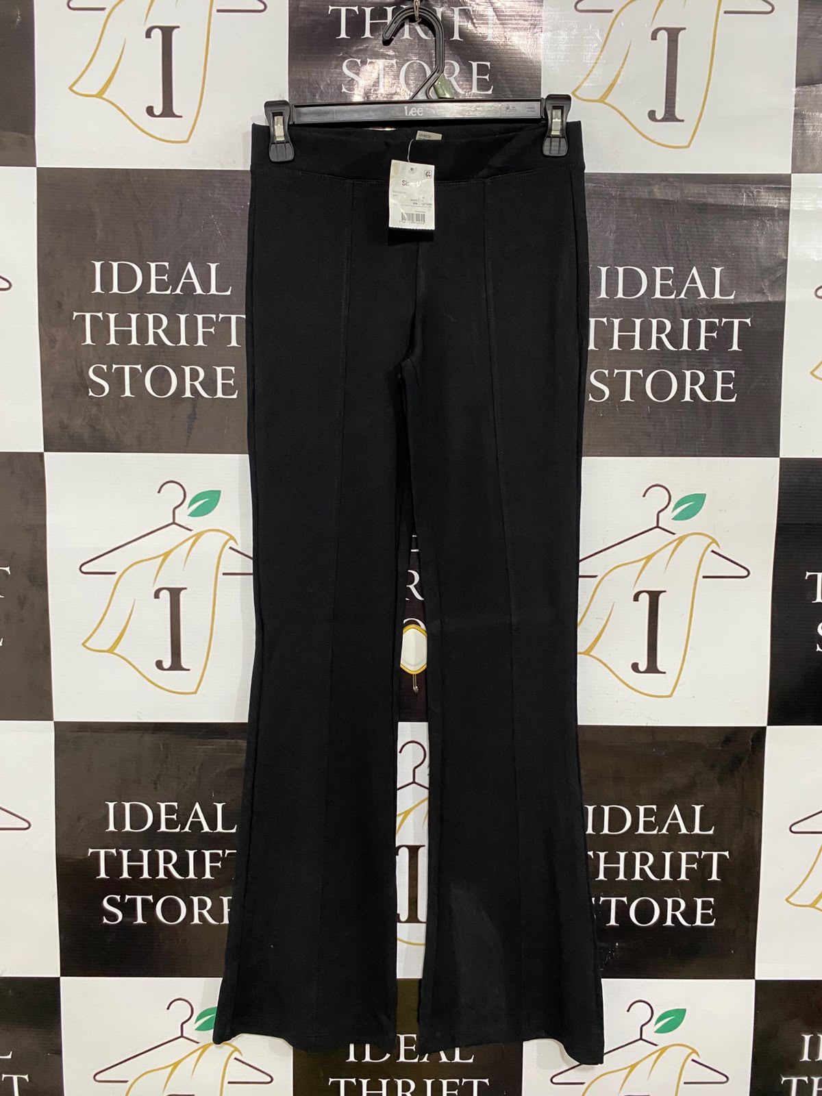 ANKO |XS| WAIST 24| A42| BLACK HIGH-RISE FLARED TECHNICAL PERFORMANCE UTILITY TROUSERS