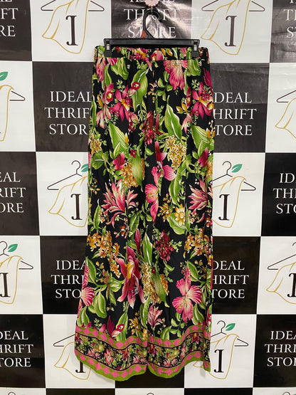VINE APPAREL |M| WAIST 28| A42| BLACK TROPICAL FLORAL UTILITY WIDE-LEG PANTS